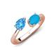 4 - Afra 1.55 ctw Blue Topaz Pear Shape (7x5 mm) & Turquoise Oval Shape (7x5 mm) Toi Et Moi Engagement Ring 