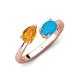 4 - Afra 1.35 ctw Citrine Pear Shape (7x5 mm) & Turquoise Oval Shape (7x5 mm) Toi Et Moi Engagement Ring 