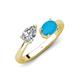 4 - Afra 1.55 ctw Moissanite Pear Shape (7x5 mm) & Turquoise Oval Shape (7x5 mm) Toi Et Moi Engagement Ring 