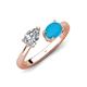 4 - Afra 1.55 ctw Moissanite Pear Shape (7x5 mm) & Turquoise Oval Shape (7x5 mm) Toi Et Moi Engagement Ring 