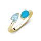 4 - Afra 1.30 ctw Aquamarine Pear Shape (7x5 mm) & Turquoise Oval Shape (7x5 mm) Toi Et Moi Engagement Ring 