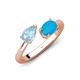 4 - Afra 1.30 ctw Aquamarine Pear Shape (7x5 mm) & Turquoise Oval Shape (7x5 mm) Toi Et Moi Engagement Ring 