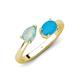 4 - Afra 1.05 ctw Opal Pear Shape (7x5 mm) & Turquoise Oval Shape (7x5 mm) Toi Et Moi Engagement Ring 