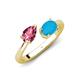 4 - Afra 1.40 ctw Pink Tourmaline Pear Shape (7x5 mm) & Turquoise Oval Shape (7x5 mm) Toi Et Moi Engagement Ring 