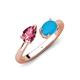 4 - Afra 1.40 ctw Pink Tourmaline Pear Shape (7x5 mm) & Turquoise Oval Shape (7x5 mm) Toi Et Moi Engagement Ring 