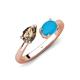 4 - Afra 1.35 ctw Smoky Quartz Pear Shape (7x5 mm) & Turquoise Oval Shape (7x5 mm) Toi Et Moi Engagement Ring 