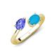 4 - Afra 1.45 ctw Tanzanite Pear Shape (7x5 mm) & Turquoise Oval Shape (7x5 mm) Toi Et Moi Engagement Ring 