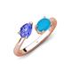 4 - Afra 1.45 ctw Tanzanite Pear Shape (7x5 mm) & Turquoise Oval Shape (7x5 mm) Toi Et Moi Engagement Ring 