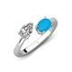 4 - Afra 1.60 ctw White Sapphire Pear Shape (7x5 mm) & Turquoise Oval Shape (7x5 mm) Toi Et Moi Engagement Ring 