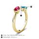 5 - Afra 1.65 ctw Ruby Pear Shape (7x5 mm) & Turquoise Oval Shape (7x5 mm) Toi Et Moi Engagement Ring 