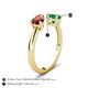 5 - Afra 1.70 ctw Red Garnet Pear Shape (7x5 mm) & Emerald Oval Shape (7x5 mm) Toi Et Moi Engagement Ring 