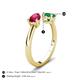 5 - Afra 1.75 ctw Ruby Pear Shape (7x5 mm) & Emerald Oval Shape (7x5 mm) Toi Et Moi Engagement Ring 