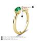 5 - Afra 1.55 ctw Emerald Pear Shape (7x5 mm) & Morganite Oval Shape (7x5 mm) Toi Et Moi Engagement Ring 