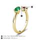 5 - Afra 1.75 ctw Emerald Pear Shape (7x5 mm) & Red Garnet Oval Shape (7x5 mm) Toi Et Moi Engagement Ring 
