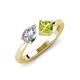 3 - Lysha 1.45 ctw GIA Certified Natural Diamond Pear Shape (7x5 mm) & Peridot Cushion Shape (5.00 mm) Toi Et Moi Engagement Ring 