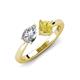 3 - Lysha 1.61 ctw GIA Certified Natural Diamond Pear Shape (7x5 mm) & Lab Created Yellow Sapphire Cushion Shape (5.00 mm) Toi Et Moi Engagement Ring 