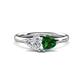 1 - Francesca 1.60 ctw Heart Shape (6.00 mm) IGI Certified Lab Grown Diamond & Lab Created Emerald Toi Et Moi Engagement Ring 