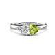 1 - Francesca 1.80 ctw Heart Shape (6.00 mm) GIA Certified Natural Diamond & Peridot Toi Et Moi Engagement Ring 