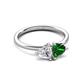 3 - Francesca 1.60 ctw Heart Shape (6.00 mm) GIA Certified Natural Diamond & Lab Created Emerald Toi Et Moi Engagement Ring 