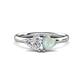 1 - Francesca 1.30 ctw Heart Shape (6.00 mm) GIA Certified Natural Diamond & Opal Toi Et Moi Engagement Ring 