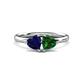 1 - Francesca 1.65 ctw Heart Shape (6.00 mm) Lab Created Blue Sapphire & Lab Created Emerald Toi Et Moi Engagement Ring 