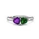 1 - Francesca 1.43 ctw Heart Shape (6.00 mm) Amethyst & Lab Created Emerald Toi Et Moi Engagement Ring 
