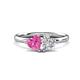1 - Francesca 1.75 ctw Heart Shape (6.00 mm) Lab Created Pink Sapphire & GIA Certified Natural Diamond Toi Et Moi Engagement Ring 