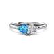 1 - Francesca 1.85 ctw Heart Shape (6.00 mm) Blue Topaz & GIA Certified Natural Diamond Toi Et Moi Engagement Ring 