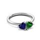 3 - Francesca 1.65 ctw Heart Shape (6.00 mm) Lab Created Blue Sapphire & Lab Created Emerald Toi Et Moi Engagement Ring 