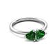 3 - Francesca 1.50 ctw Heart Shape (6.00 mm) Lab Created Emerald Toi Et Moi Engagement Ring 