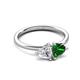 3 - Francesca 1.65 ctw Heart Shape (6.00 mm) Lab Created White Sapphire & Lab Created Emerald Toi Et Moi Engagement Ring 
