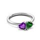 3 - Francesca 1.43 ctw Heart Shape (6.00 mm) Amethyst & Lab Created Emerald Toi Et Moi Engagement Ring 