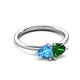 3 - Francesca 1.75 ctw Heart Shape (6.00 mm) Blue Topaz & Lab Created Emerald Toi Et Moi Engagement Ring 
