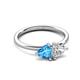 3 - Francesca 1.85 ctw Heart Shape (6.00 mm) Blue Topaz & GIA Certified Natural Diamond Toi Et Moi Engagement Ring 