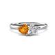 1 - Francesca 1.53 ctw Heart Shape (6.00 mm) Citrine & GIA Certified Natural Diamond Toi Et Moi Engagement Ring 