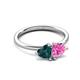 3 - Francesca 1.90 ctw Heart Shape (6.00 mm) London Blue Topaz & Lab Created Pink Sapphire Toi Et Moi Engagement Ring 