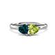1 - Francesca 1.95 ctw Heart Shape (6.00 mm) London Blue Topaz & Peridot Toi Et Moi Engagement Ring 