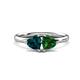 1 - Francesca 1.75 ctw Heart Shape (6.00 mm) London Blue Topaz & Lab Created Emerald Toi Et Moi Engagement Ring 