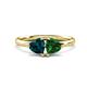 1 - Francesca 1.75 ctw Heart Shape (6.00 mm) London Blue Topaz & Lab Created Emerald Toi Et Moi Engagement Ring 