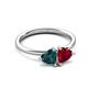 3 - Francesca 1.80 ctw Heart Shape (6.00 mm) London Blue Topaz & Lab Created Ruby Toi Et Moi Engagement Ring 
