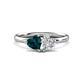1 - Francesca 1.85 ctw Heart Shape (6.00 mm) London Blue Topaz & GIA Certified Natural Diamond Toi Et Moi Engagement Ring 
