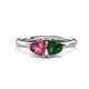 1 - Francesca 1.55 ctw Heart Shape (6.00 mm) Pink Tourmaline & Lab Created Emerald Toi Et Moi Engagement Ring 