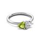 3 - Francesca 1.80 ctw Heart Shape (6.00 mm) Peridot & GIA Certified Natural Diamond Toi Et Moi Engagement Ring 
