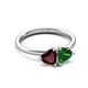 3 - Francesca 1.70 ctw Heart Shape (6.00 mm) Red Garnet & Lab Created Emerald Toi Et Moi Engagement Ring 