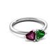 3 - Francesca 1.85 ctw Heart Shape (6.00 mm) Rhodolite Garnet & Lab Created Emerald Toi Et Moi Engagement Ring 