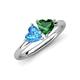 4 - Francesca 1.75 ctw Heart Shape (6.00 mm) Blue Topaz & Lab Created Emerald Toi Et Moi Engagement Ring 