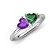 4 - Francesca 1.43 ctw Heart Shape (6.00 mm) Amethyst & Lab Created Emerald Toi Et Moi Engagement Ring 