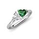 4 - Francesca 1.65 ctw Heart Shape (6.00 mm) Lab Created White Sapphire & Lab Created Emerald Toi Et Moi Engagement Ring 