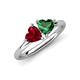 4 - Francesca 1.55 ctw Heart Shape (6.00 mm) Lab Created Ruby & Lab Created Emerald Toi Et Moi Engagement Ring 