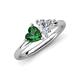 4 - Francesca 1.60 ctw Heart Shape (6.00 mm) Lab Created Emerald & GIA Certified Natural Diamond Toi Et Moi Engagement Ring 